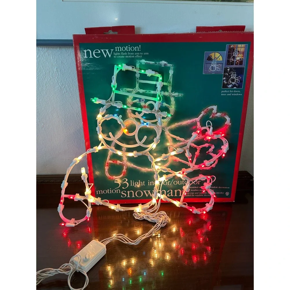 Vtg Motion Snowman Christmas Window Light‎ 53 Multi Color Lights Indoor Outdoor